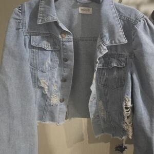 Light Blue Distressed Denim Jacket